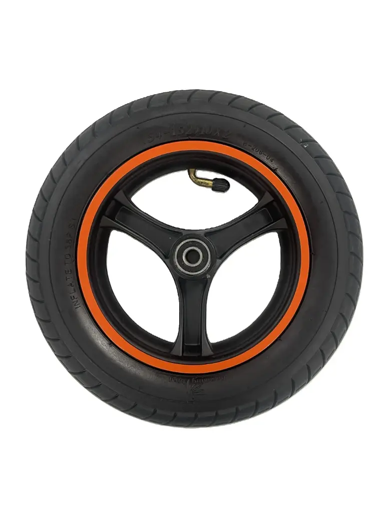 Roue avant complète gonflable 10 pouces pour trottinette électrique marque PABLO liseré orange